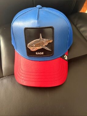 RAGE Shark Patch Trucker Hat - Blue & Red